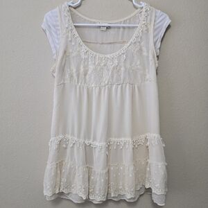 Lace Crochet Knit Layered Blouse Fairycore‎ Womens Small Cottagecore Boho Y2K